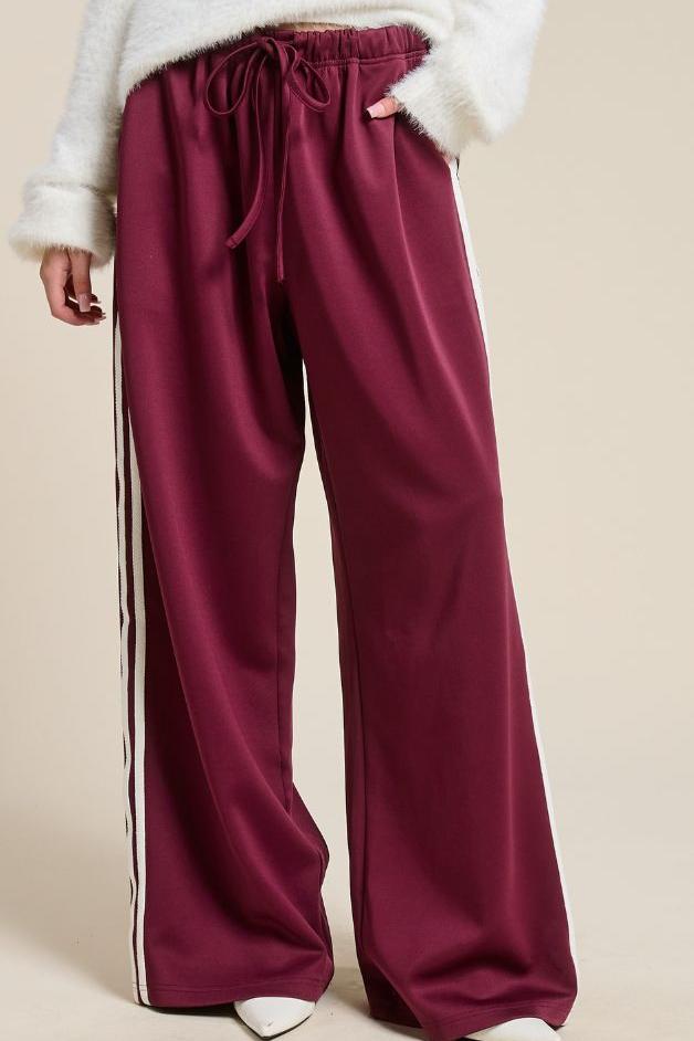 Olive and Bette's - Side Striped Wide Leg Track Pants