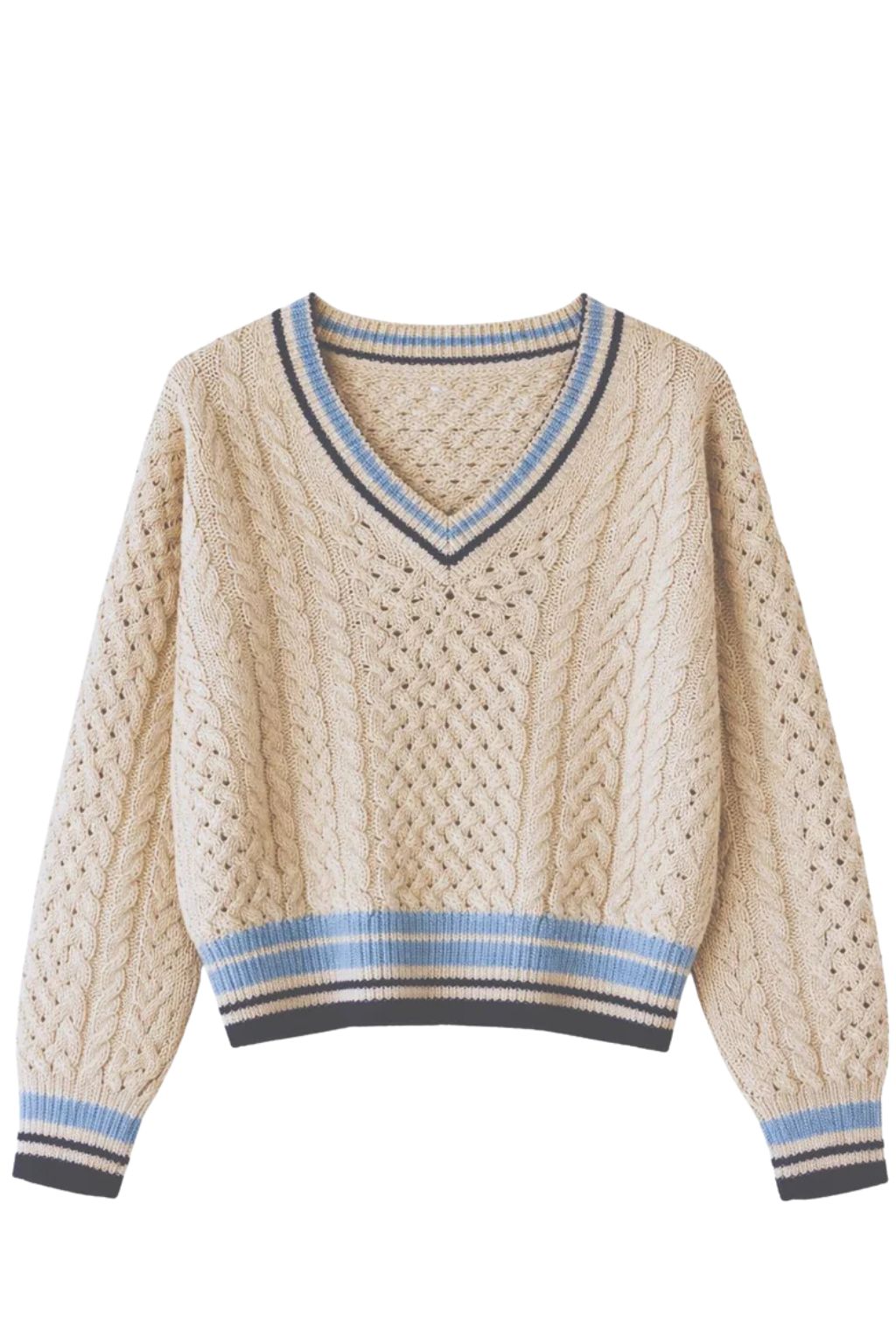 Autumn Cashmere - Open Fisherman Cable Tennis V