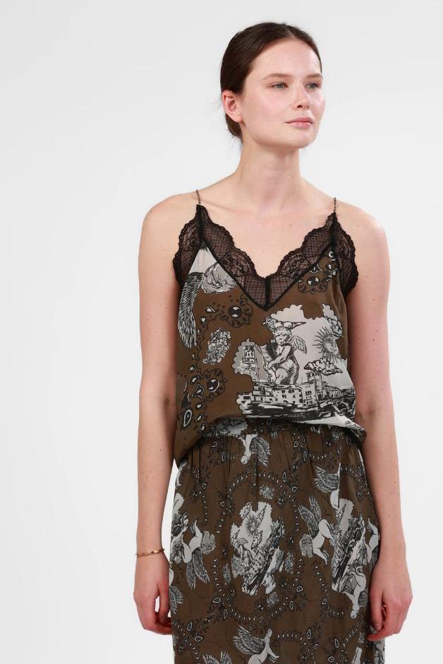 Las Surenas - Silk Top - Italian Coast Green