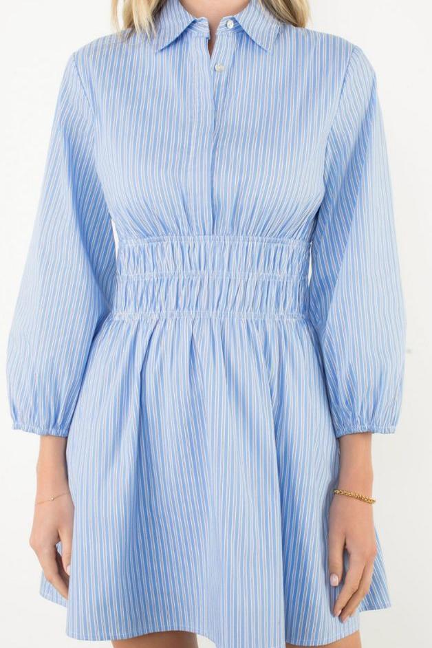 Olive and Bette's - Smocked Waist Striped Mini Dress