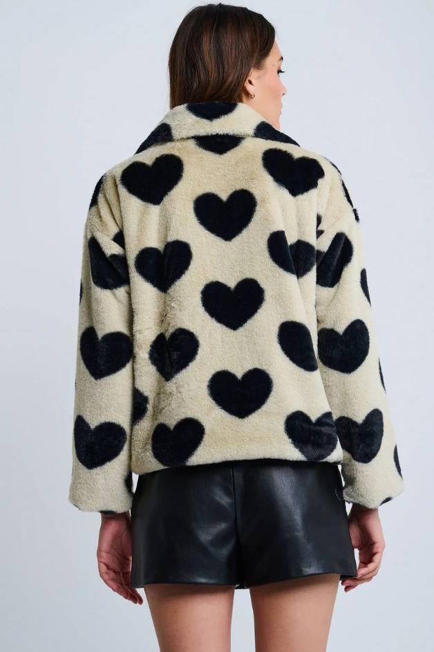 Lisa Todd - Love Shag Furry Heart Jacket - Cream/Black