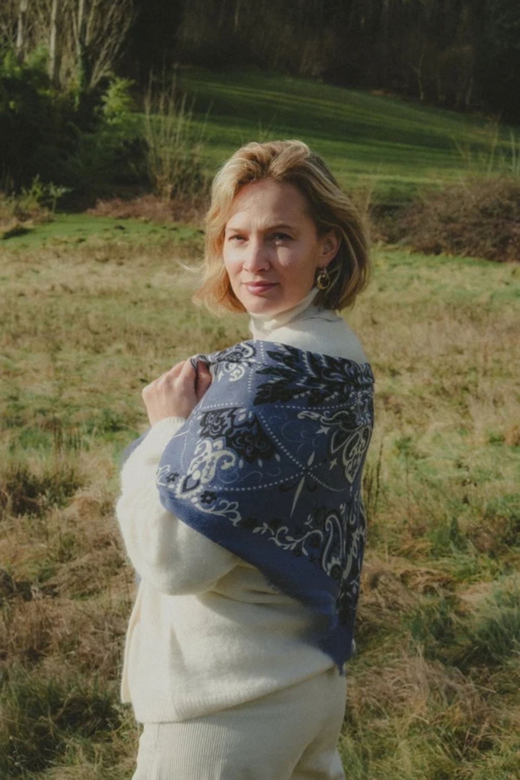 Maison Lecomte Flament - Blue Granite Bandana Scarf