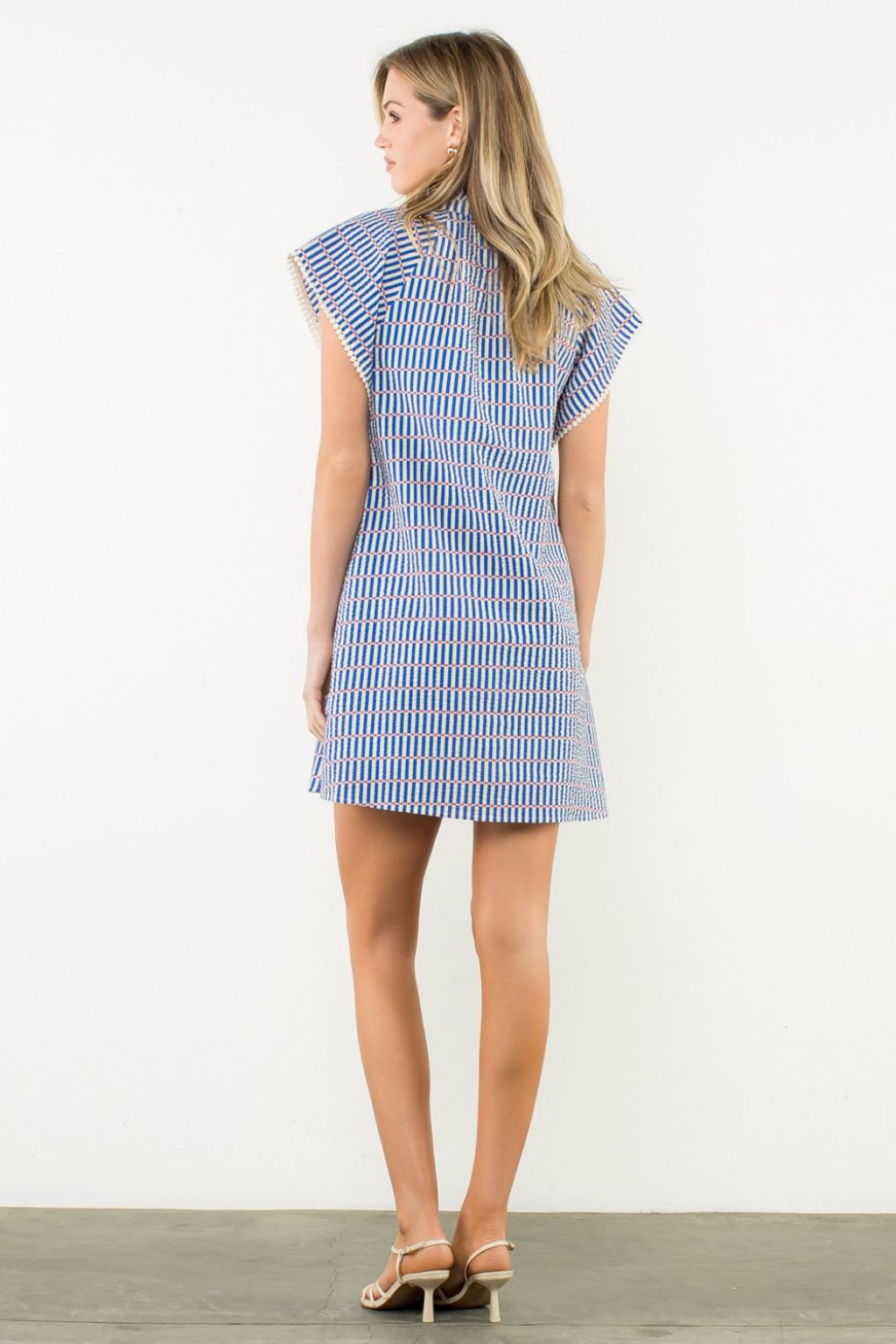 Olive and Bette's - Crinkled Flutter Sleeve Striped Dress