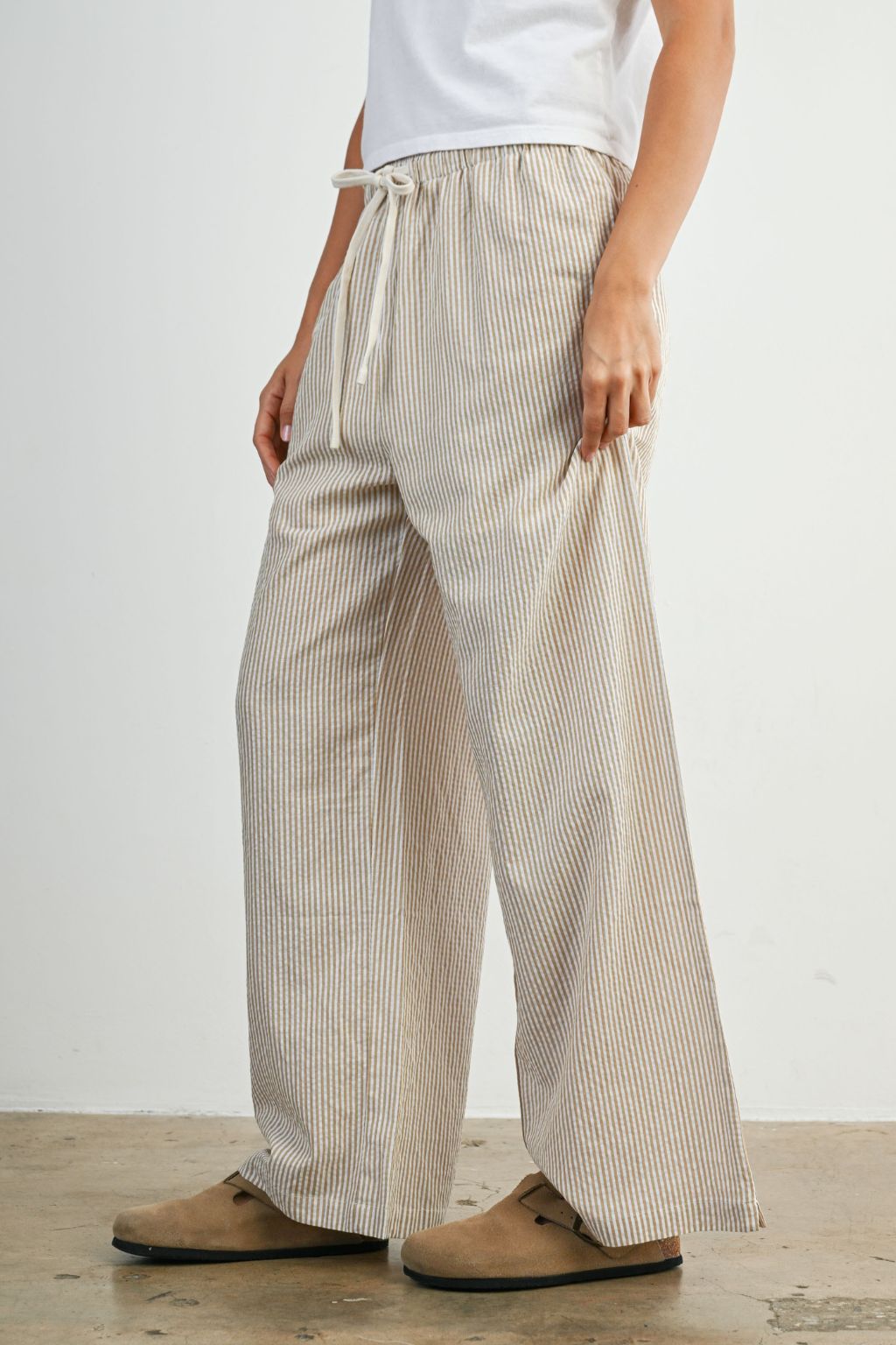 Road G - Drawstring Waist Striped Pants