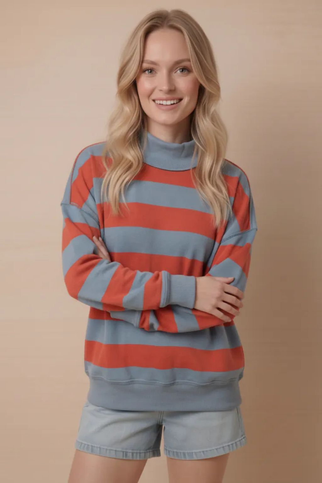 Road G - Rugby Striped Sweatshirt - Red/Blue