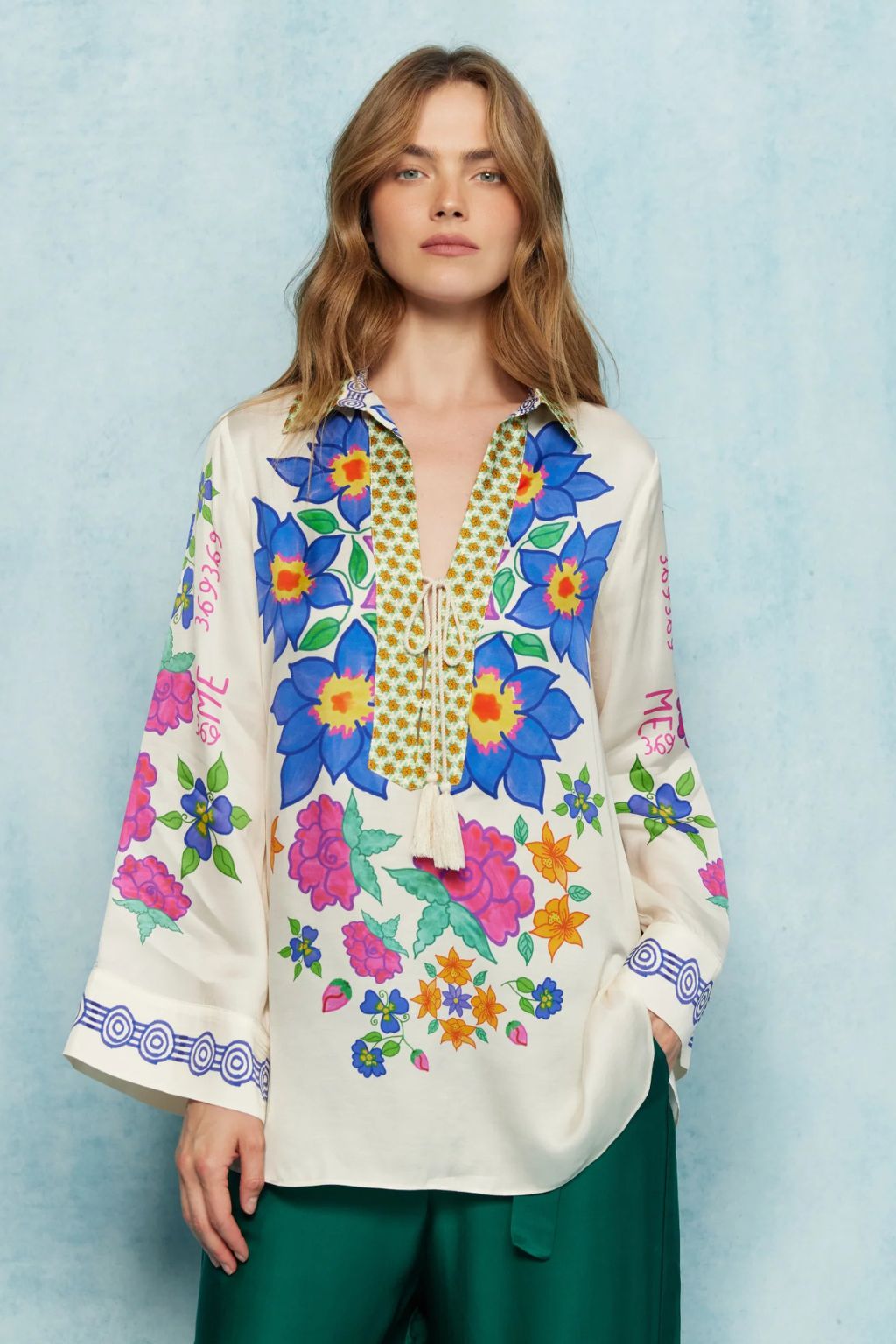 Me369 - Mia String Tie Collar Top - Markers