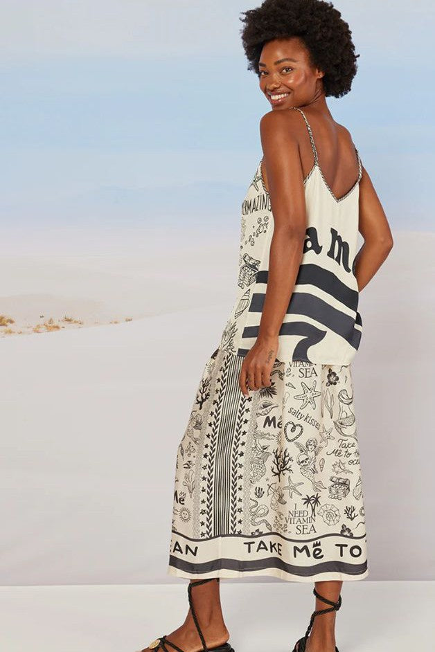 Me369 - Elizabeth Printed Midi Skirt - Mermaid — Olive & Bette's