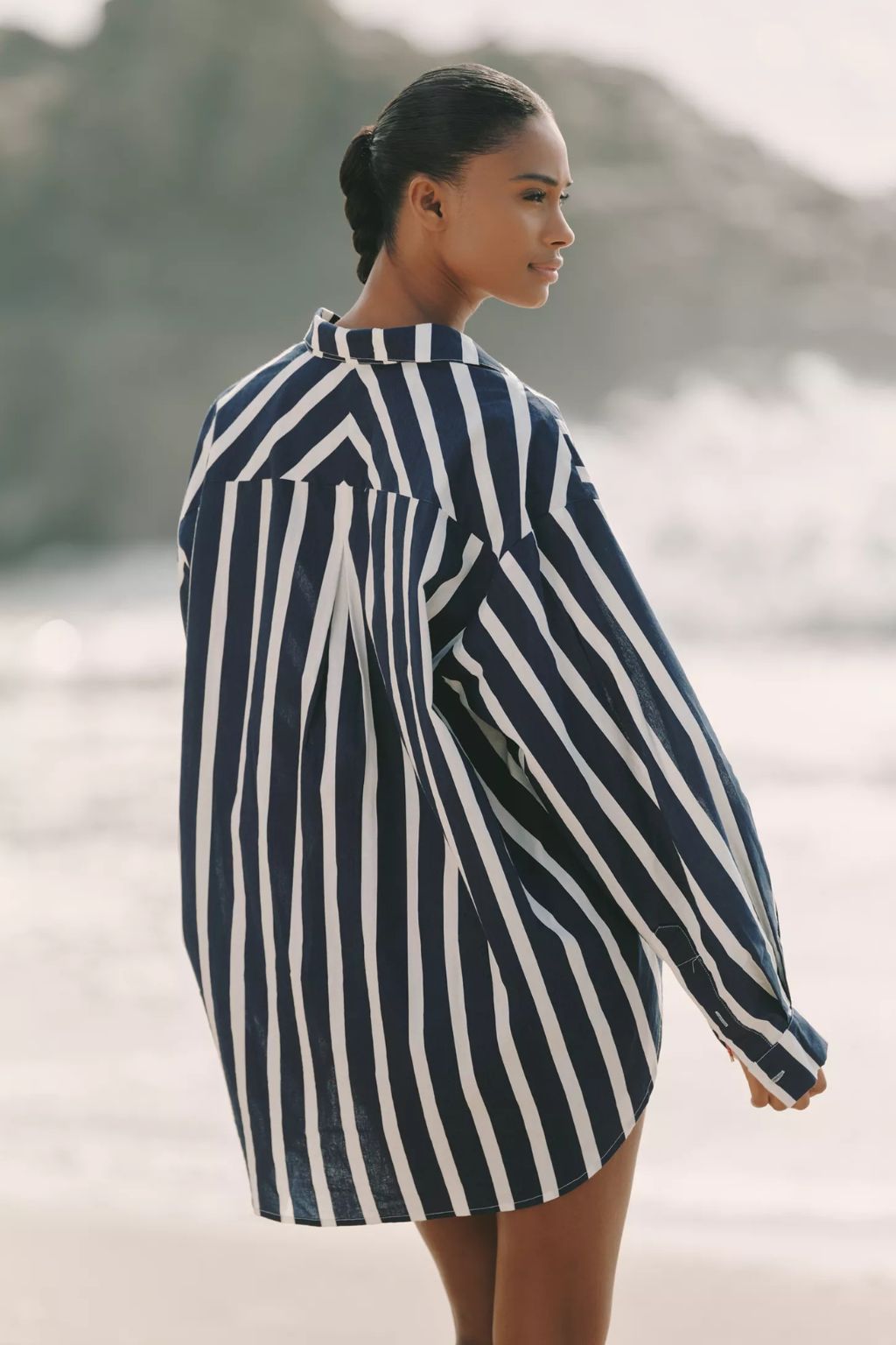 Nau Bikinis - Striped Oxford Shirt with Fish