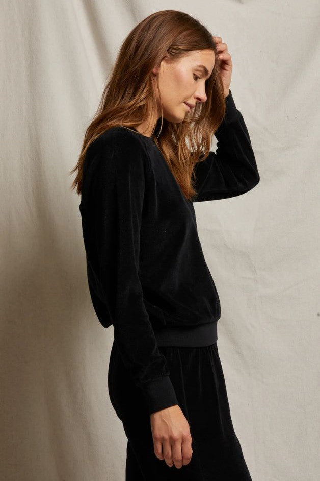 Perfect White Tee - Stella Velour Sweatshirt - Black