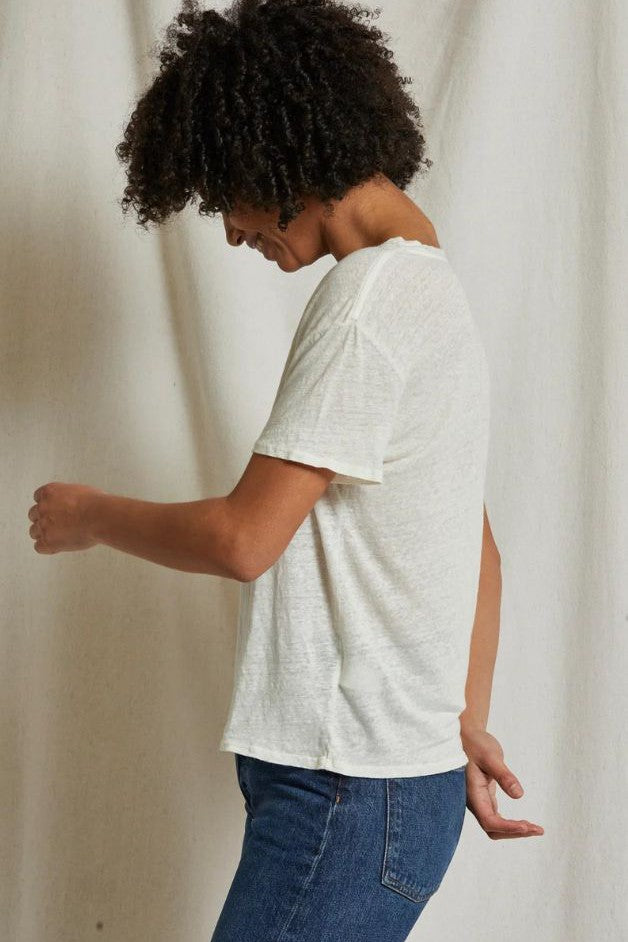 Perfect White Tee - Patsy Linen Spandex Crew Tee