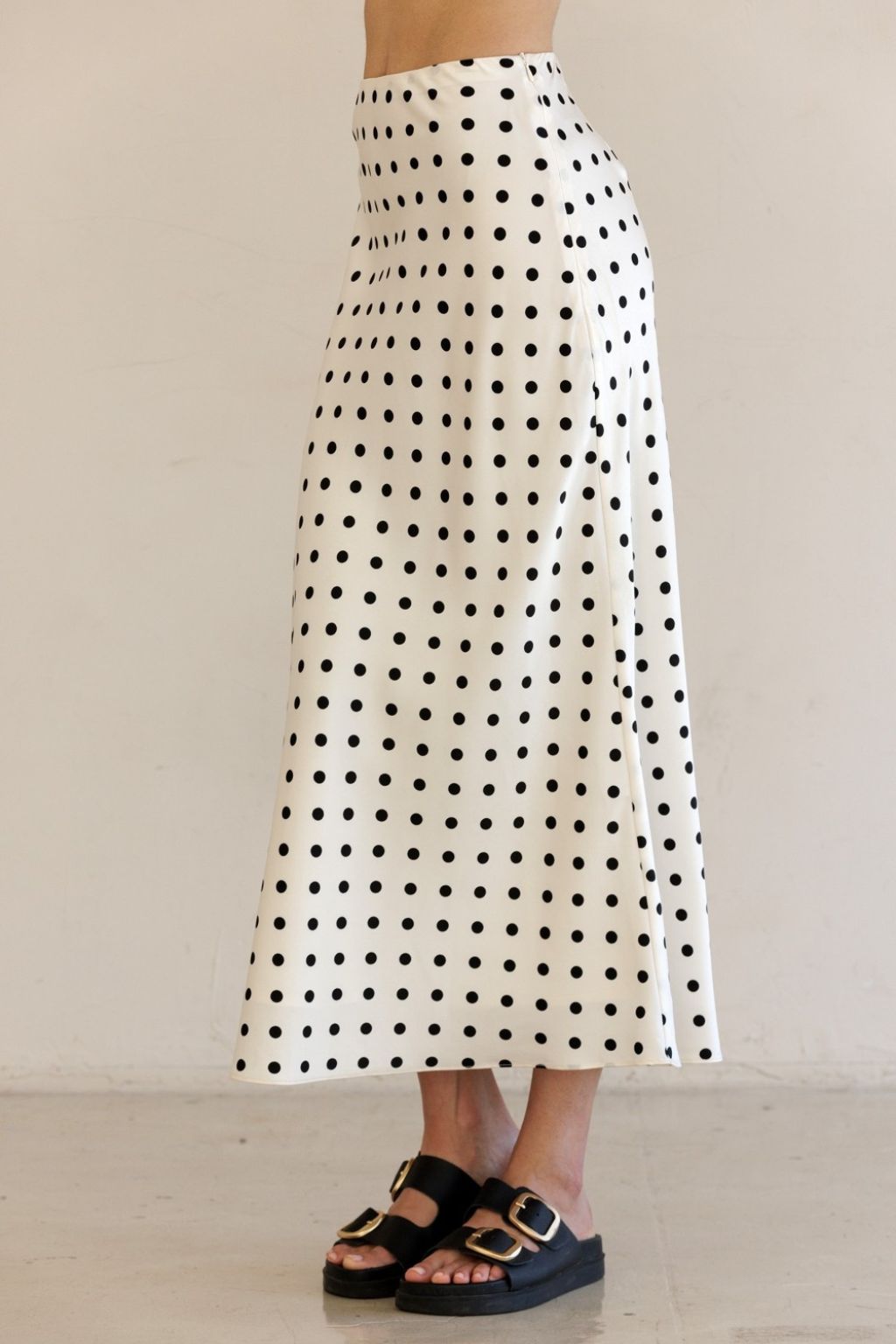 Olive and Bette's - Polka Dot Satin Midi Skirt
