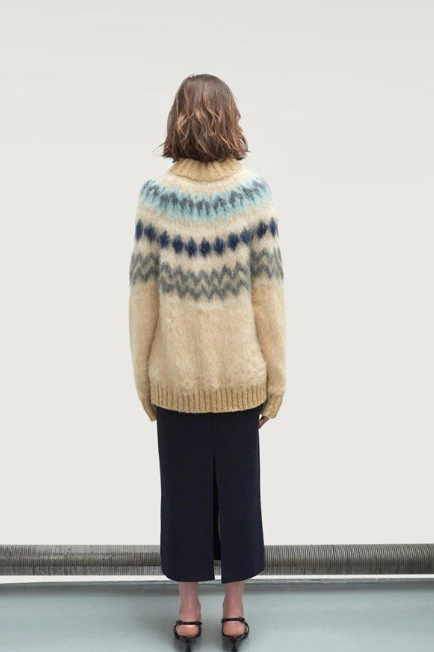 TRAMA - Andean  Mock Neck Sweater