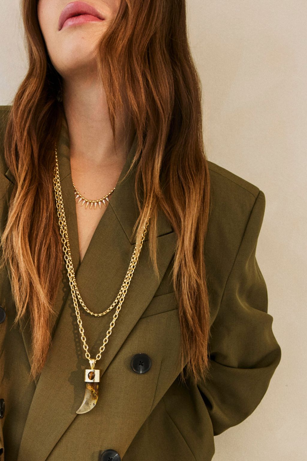 Talis Chains - Shark Tooth Pendant Necklace - Watermelon