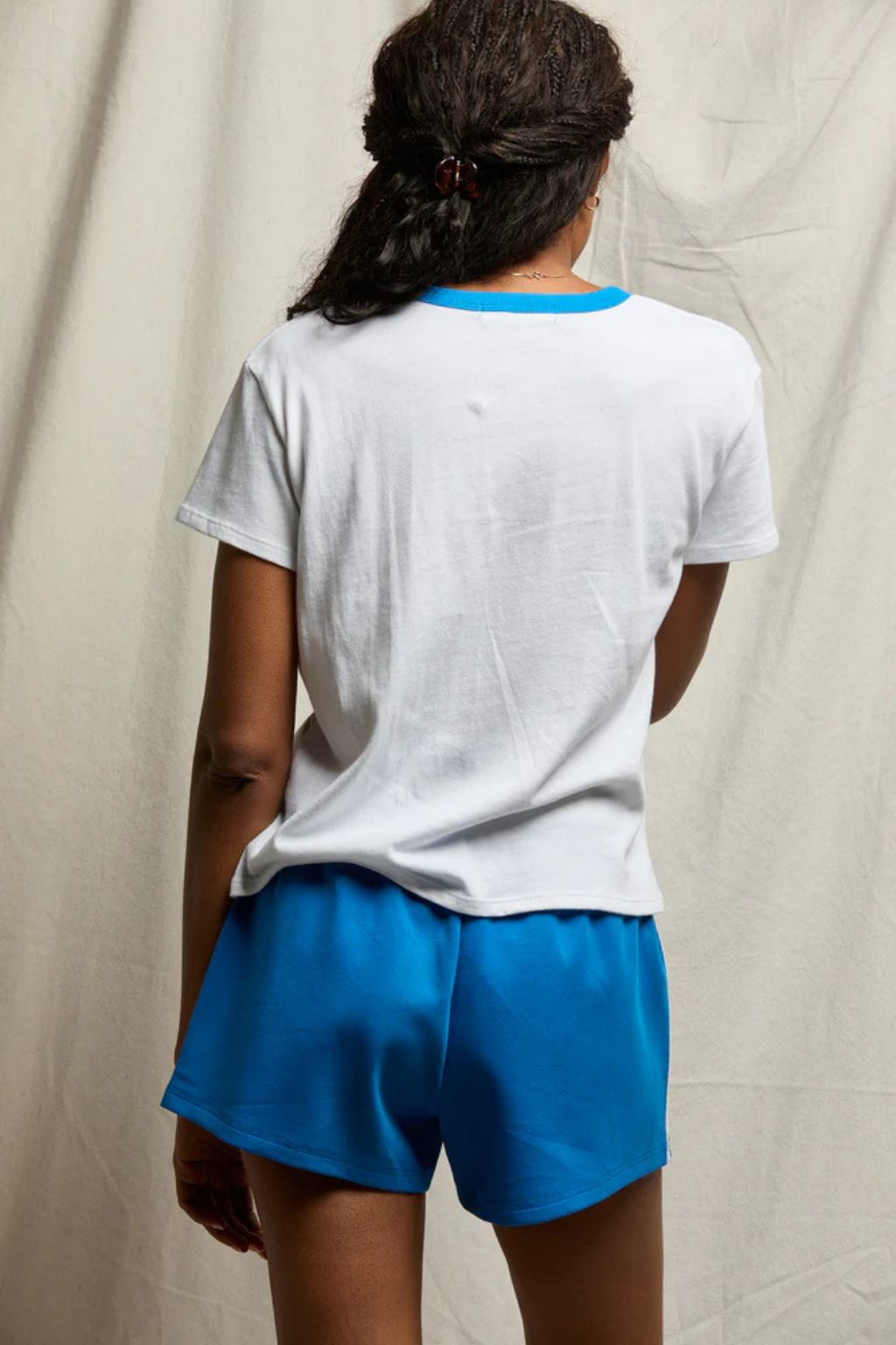 PerfectWhiteTee - Billie Crewneck Tee - White/Cobalt