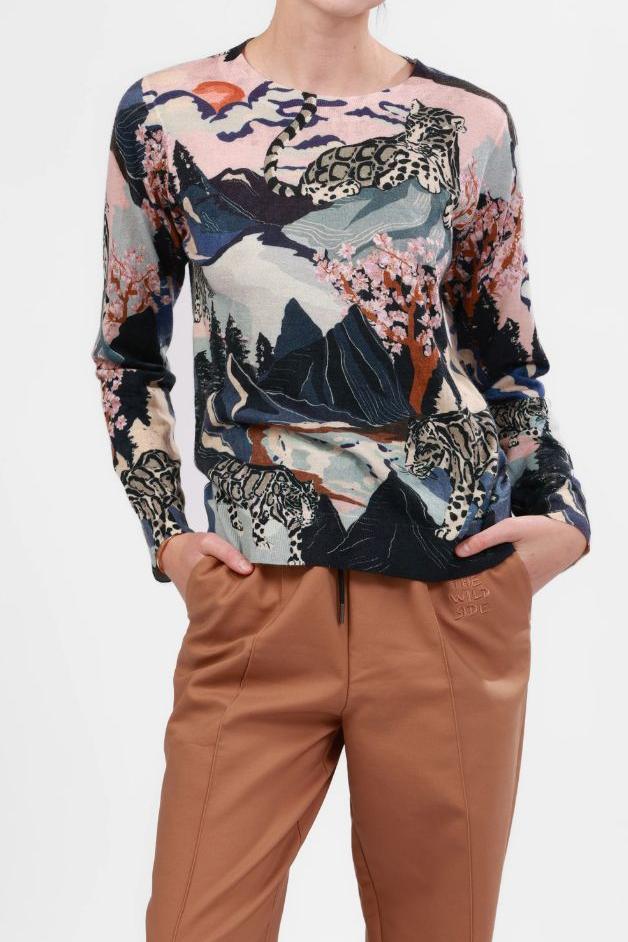 Las Surenas - Sweater Cashmere Snow Leopard - Blue
