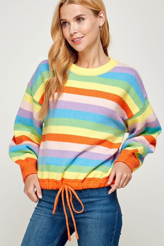 Olive and Bette's - Striped Drawstring Sweater