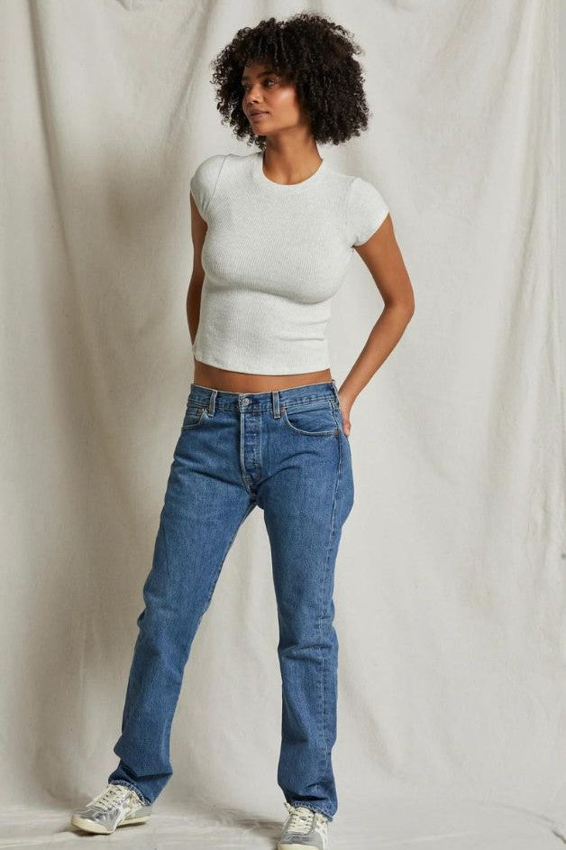 Perfect White Tee - Monica Sweater Rib Baby Tee