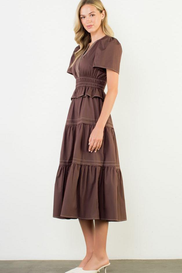 Olive and Bette's - Puff Sleeve Tiered Maxi Dress