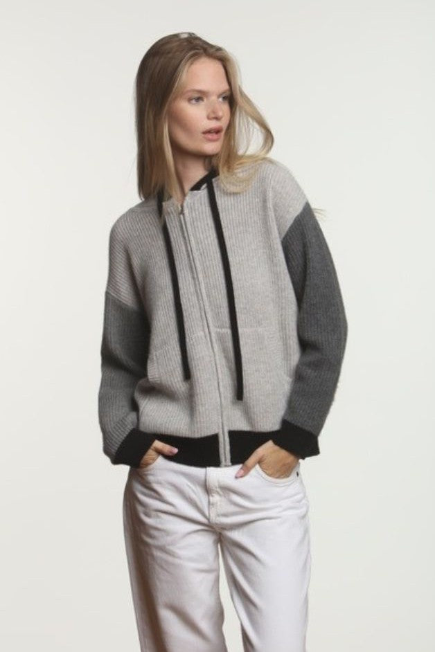 Hasson - Full Zip Colorblock Hoodie