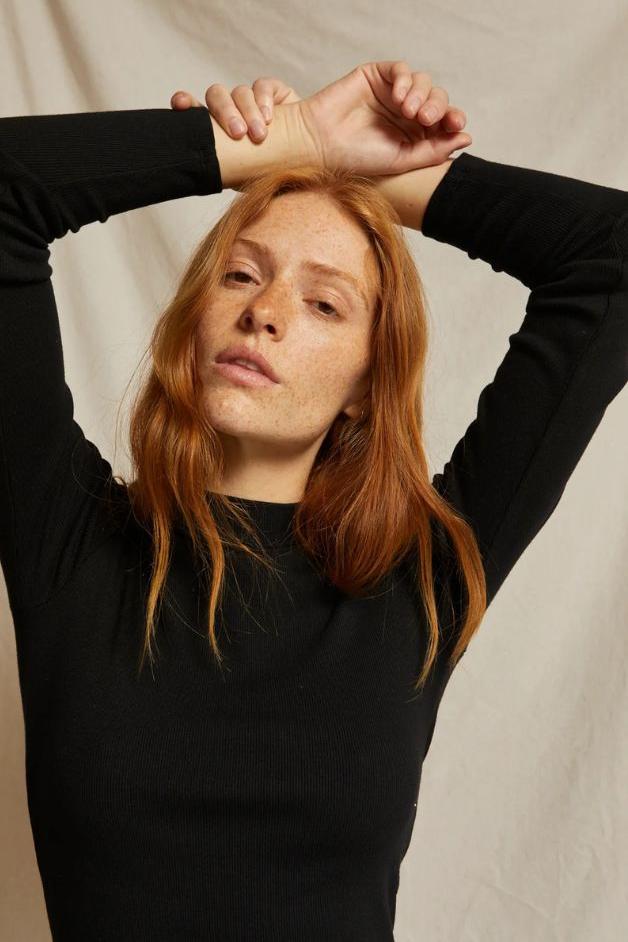 Perfect White Tee - Lauryn Mock Neck Long Sleeve Tee