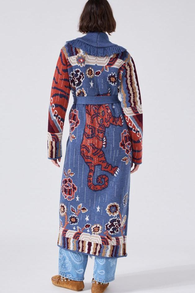 Hayley Menzies - Mick Jacquard Coat - Tiger Navy