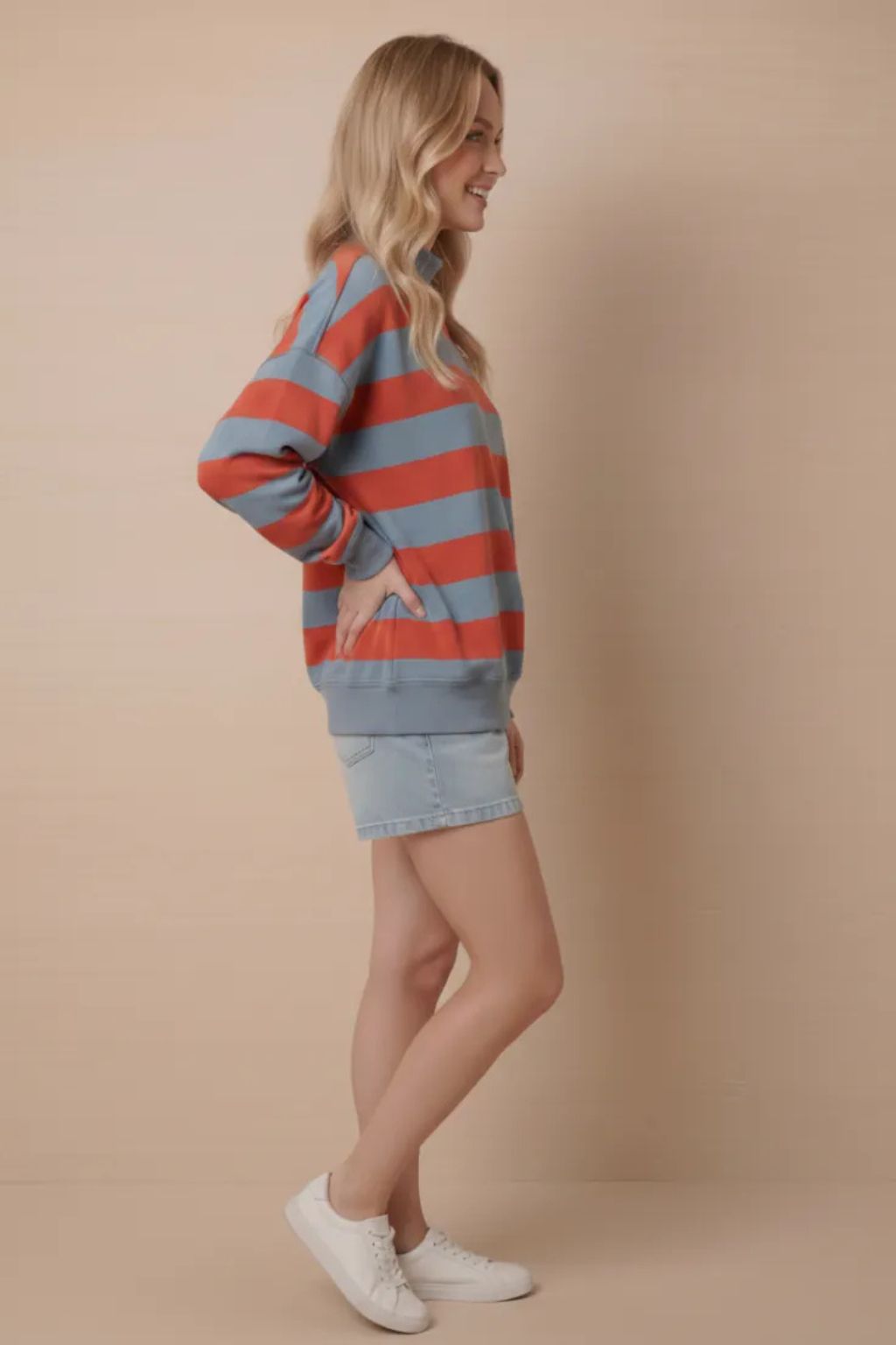 Road G - Rugby Striped Sweatshirt - Red/Blue