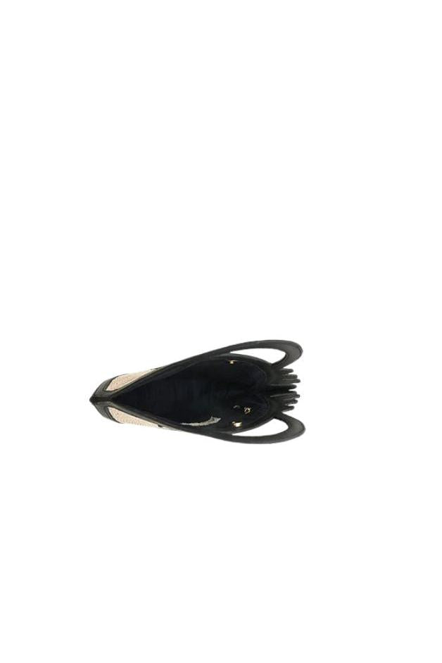 America & Beyond - Black Trim Fish Raffia Handheld Clutch