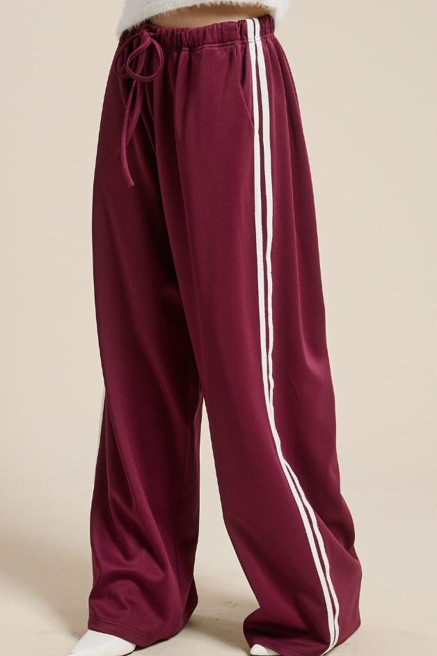 Olive and Bette's - Side Striped Wide Leg Track Pants