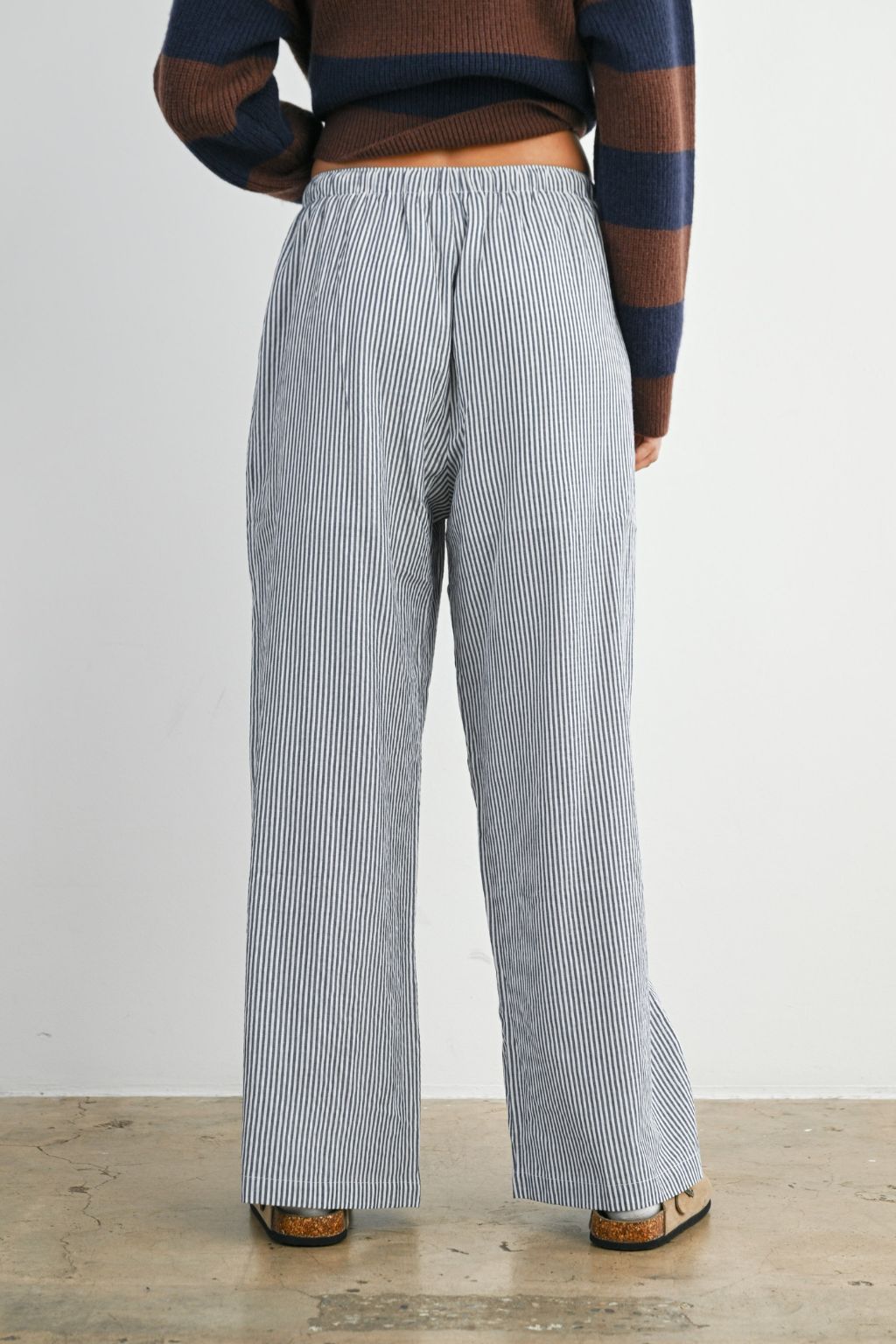 Road G - Drawstring Waist Striped Pants