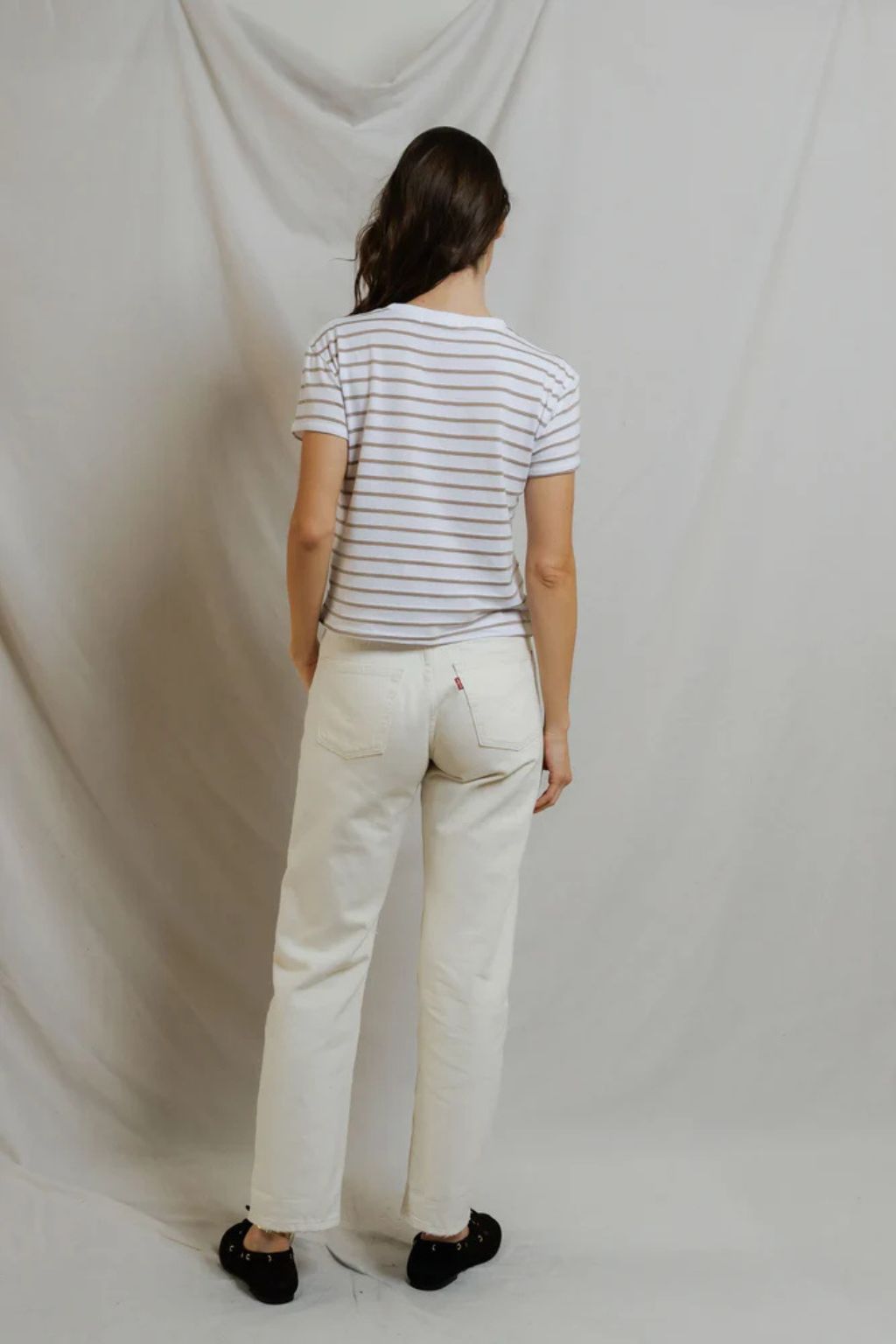 Perfect White Tee - Everett Stripe Crewneck Tee