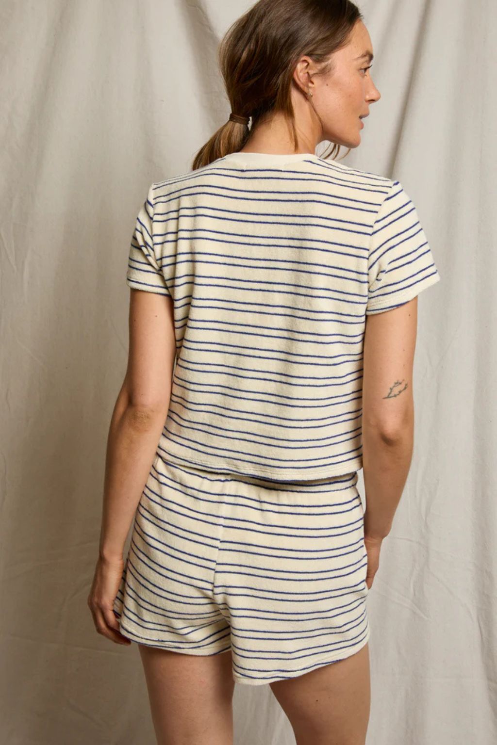 PerfectWhiteTee - Eve Terry Tee - Cobalt/Sugar Stripe