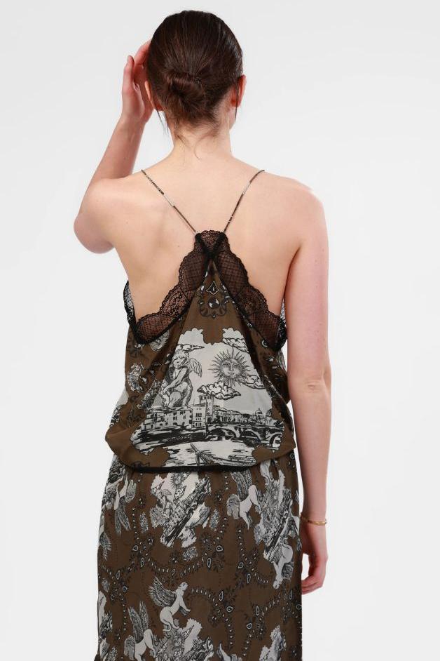 Las Surenas - Silk Top - Italian Coast Green