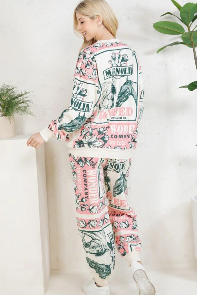 Olive and Bette's - Horse Hand Block Printed Sweatsuit