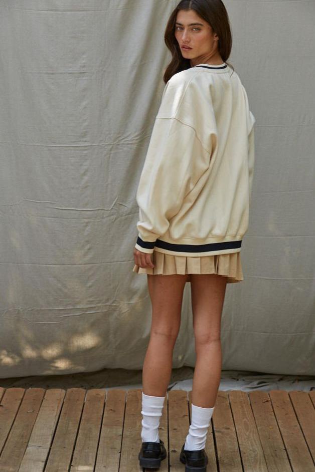 Road G - Stripe Hype Oversized Pullover - Cream