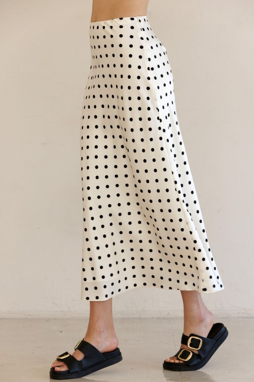 Olive and Bette's - Polka Dot Satin Midi Skirt
