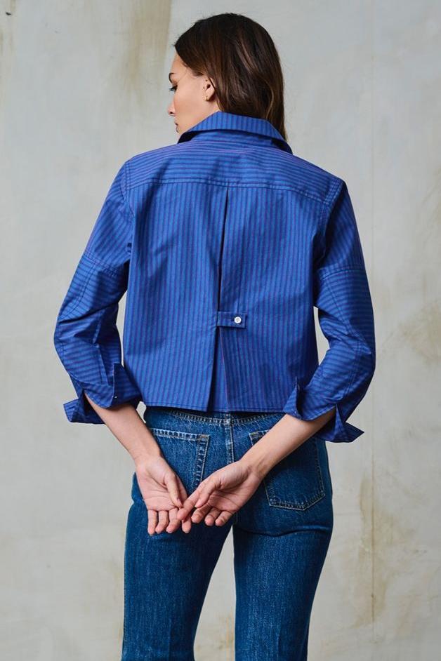 Hevron - Amita Top - Denim Wine Stripe