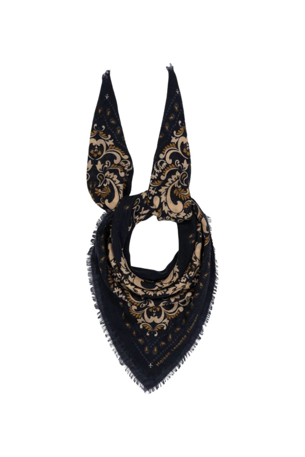 Maison Lecomte Flament - Navy Flowers Bandana Scarf