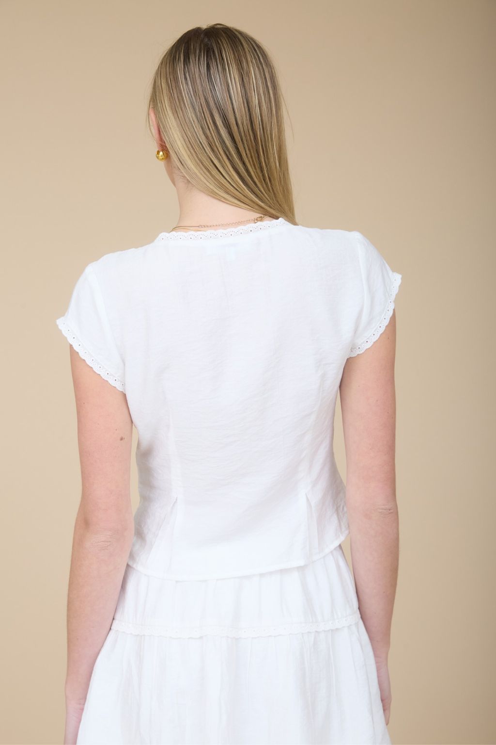 Road G - Lace Trim Pintuck Blouse