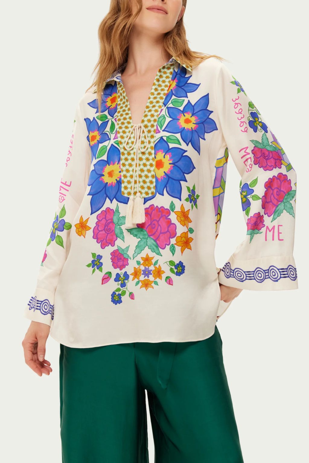 Me369 - Mia String Tie Collar Top - Markers