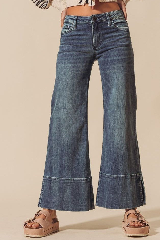 Olive and Bette's - Wide Leg Flare Denim With Side Slits