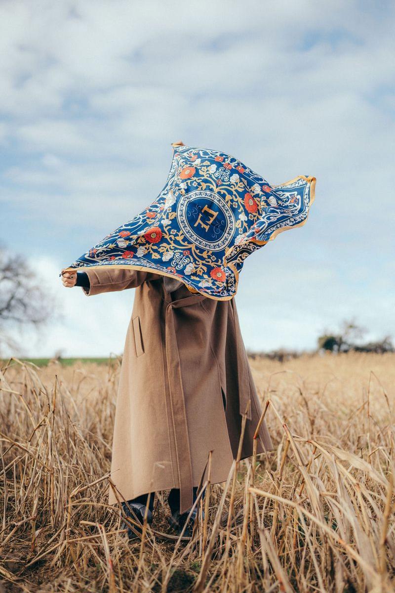 Maison Lecomte Flament - Silk Scarf - Marie Antoinette Navy