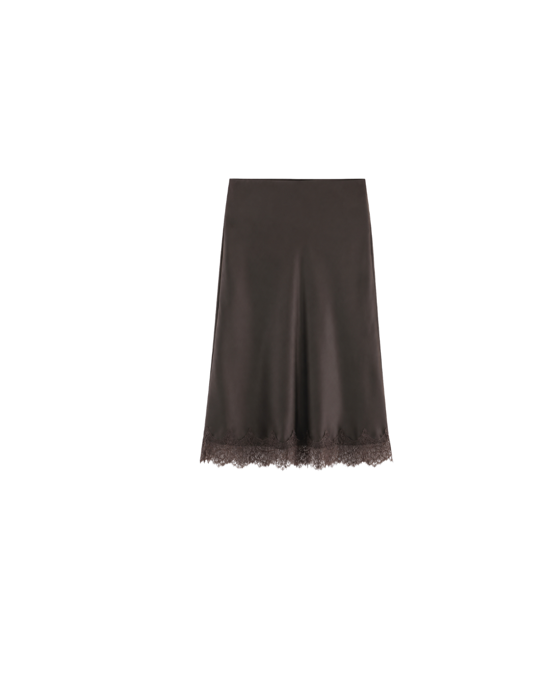 Olive and Bette's - Jagged Edge Lace Trim Satin Midi Skirt