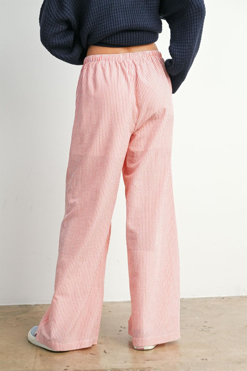 Road G - Drawstring Waist Striped Pants
