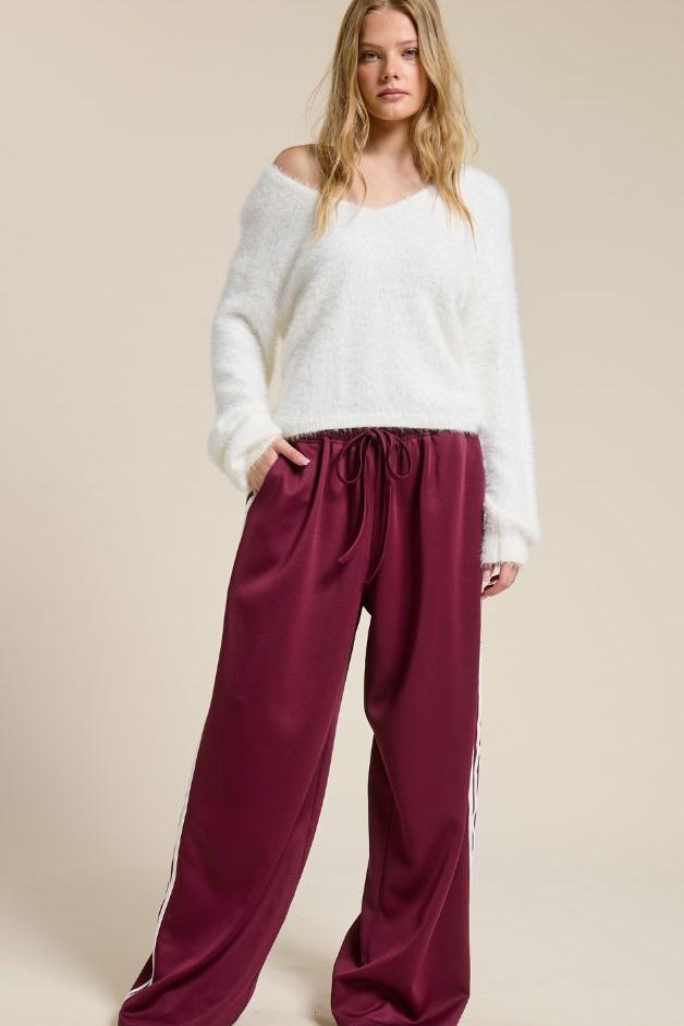 Olive and Bette's - Side Striped Wide Leg Track Pants