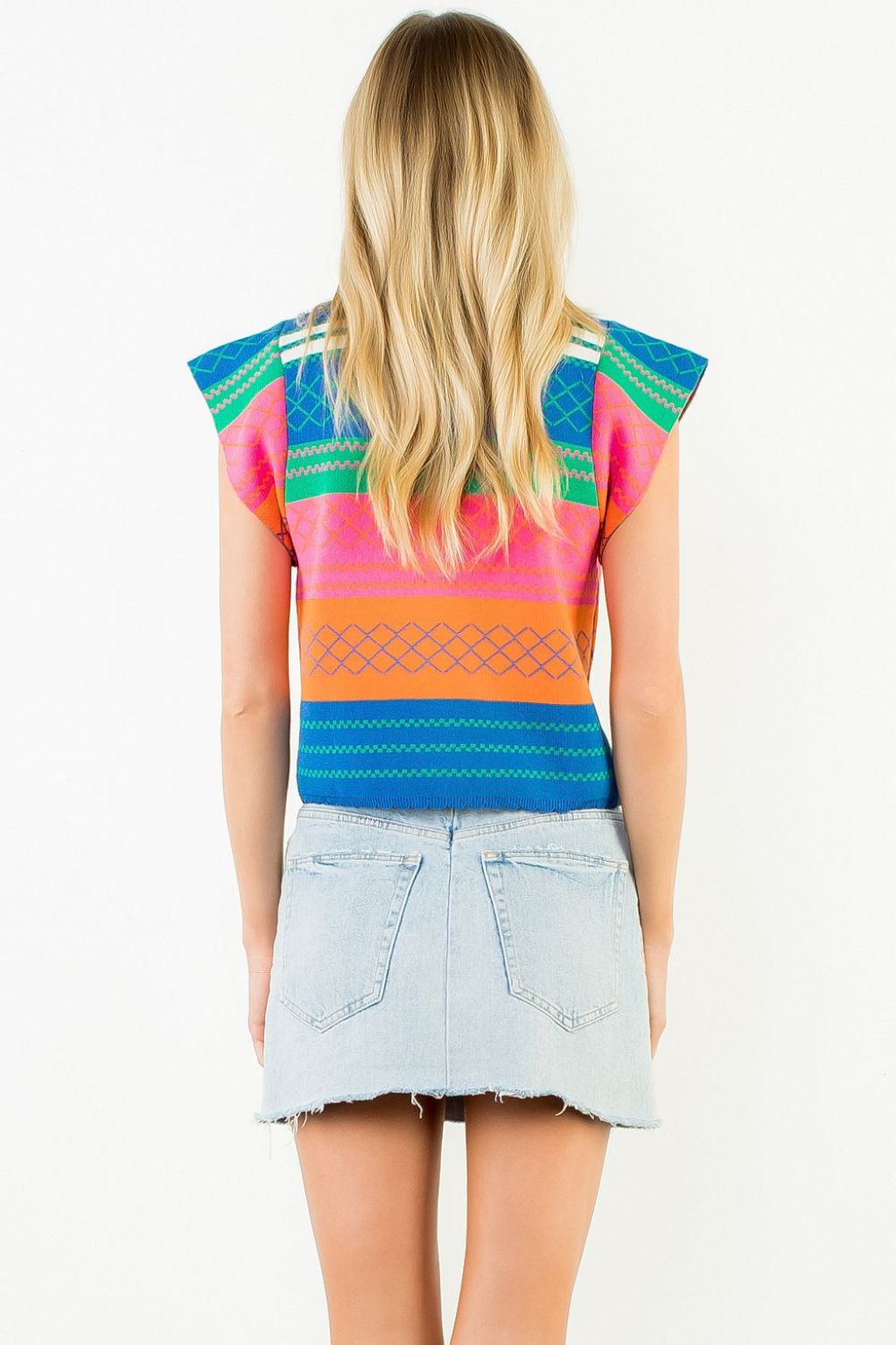 Olive and Bette's - Multi Color Knit Striped Flutter Top