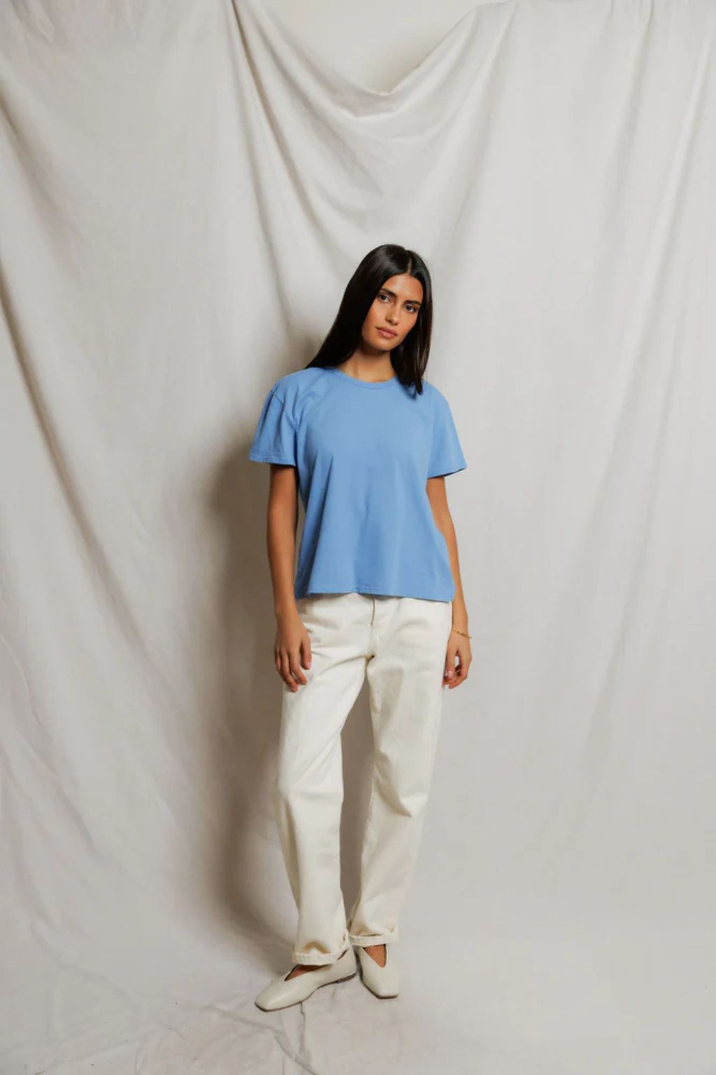 Perfect White Tee - Harley - Pacific Blue