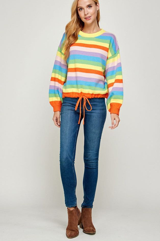 Olive and Bette's - Striped Drawstring Sweater