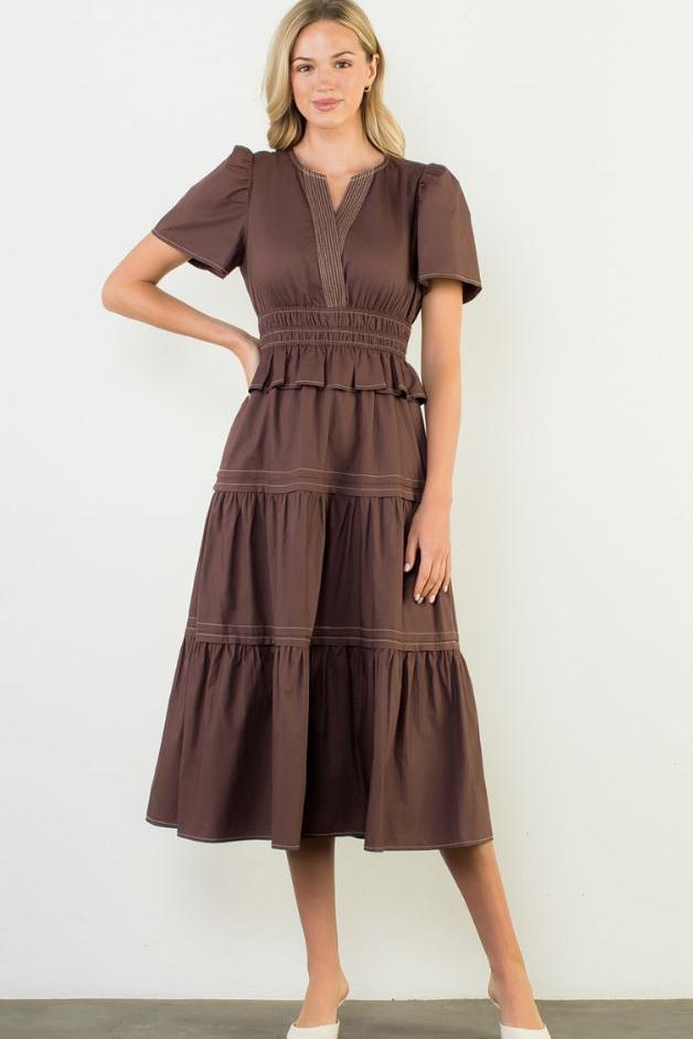 Olive and Bette's - Puff Sleeve Tiered Maxi Dress