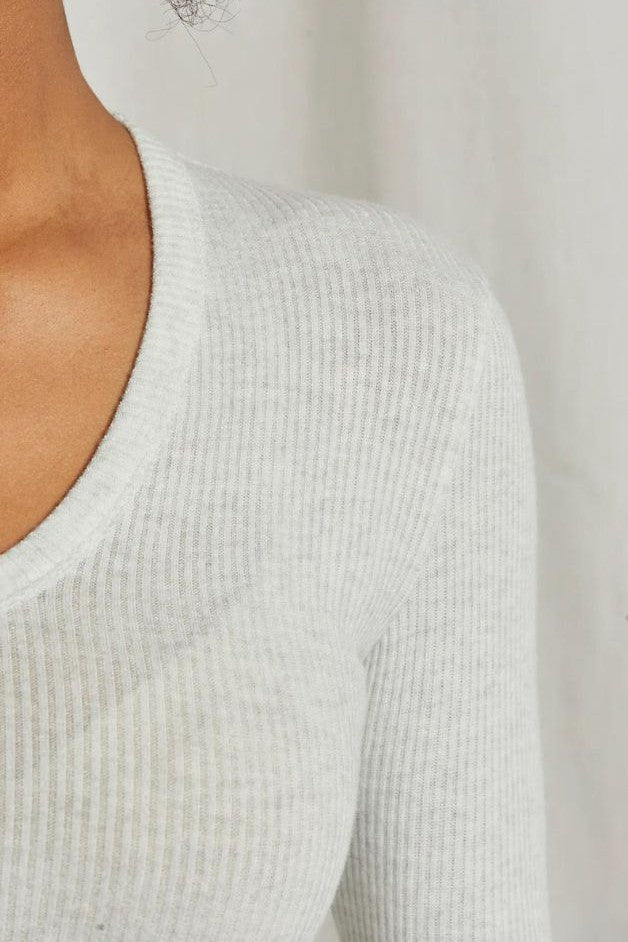 Perfect White Tee - Whitney Sweater Rib LS U-Neck