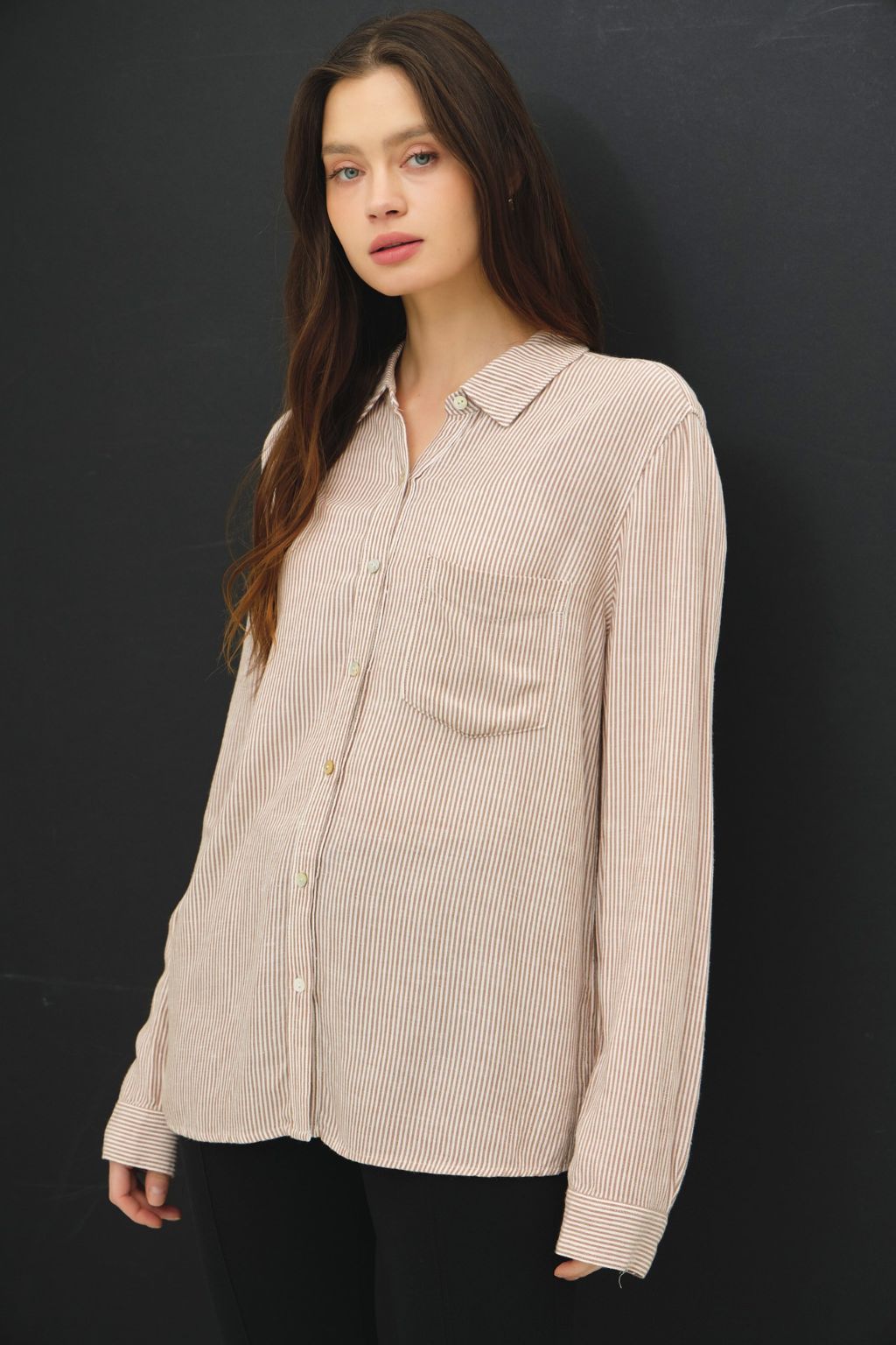 Road G - Long Sleeve Linen Shirt - Mocha